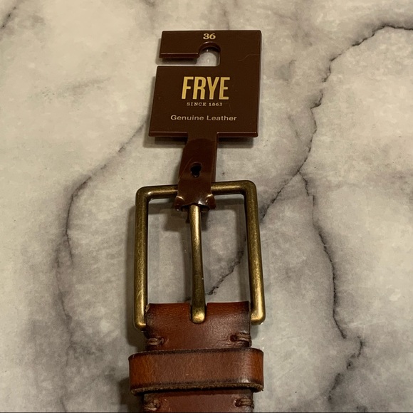 Frye Men’s Genuine Leather Brown Stitched Belt - Picture 10 of 16